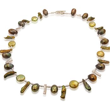 Cleo Modern Pearl Necklace With Sterling Silver Focal Beads, 5 of 12