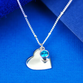 Personalised Sterling Silver Birthstone Heart Necklace, 3 of 8