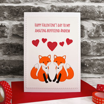 'Foxes' Handmade Personalised Valentines Card, 2 of 4