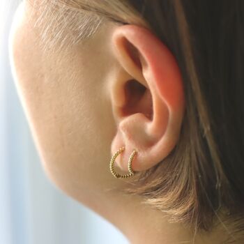 Twisted Hoop Earrings 18k Gold Sterling Silver, 3 of 10