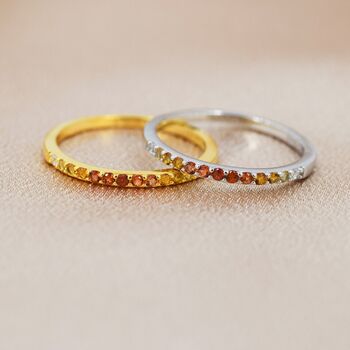 Rainbow Red Ombre Half Eternity Ring In Sterling Silver, 5 of 12