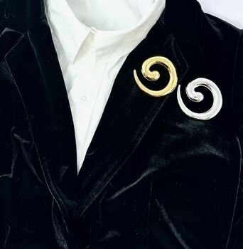 Swirl Statement Brooch In Gold Or Silver, 7 of 7