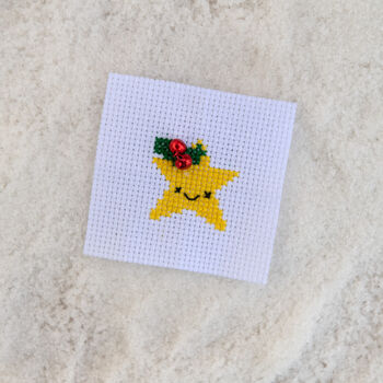 Kawaii Christmas Star Mini Cross Stitch Kit, 9 of 12