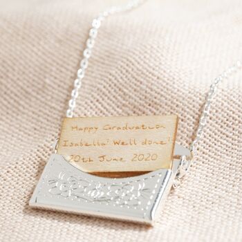 Personalised Graduation Envelope Necklace With Charm, 8 of 9