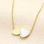 Mother Of Pearl Double Heart Pendant Necklace In Gold Plating, thumbnail 1 of 3