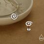 Koru Circle Spiral Internally Threaded Flat Back Earrings In Sterling Silver, thumbnail 1 of 11