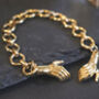 18k Gold Plated Handshake Bracelet With Magnetic Clasp, thumbnail 2 of 7
