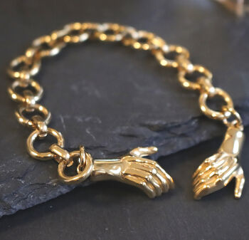 18k Gold Plated Handshake Bracelet With Magnetic Clasp, 2 of 7