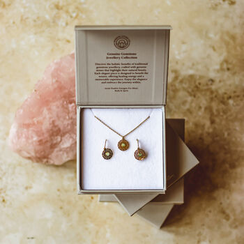 Green Aventurine Mandala Gemstone Gift Set – 18 K Gold Plated, 2 of 3