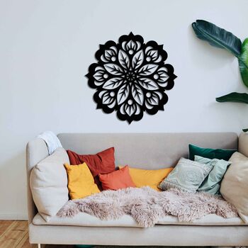 Round Wooden Mandala Modern Flower Wall Art Decor, 4 of 10