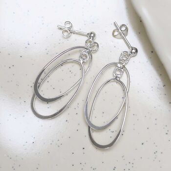 Sterling Silver Double Oval Stud Earrings, 5 of 6