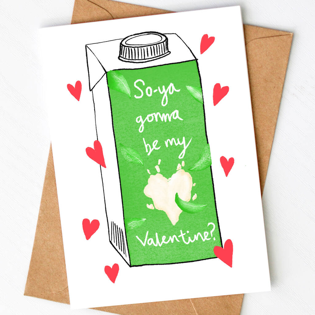 Soya Milk Funny Vegan Valentine's Card, 1 of 2