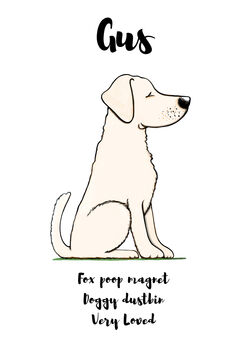 Labrador Personalised Dog Name And Personality Print, 8 of 8