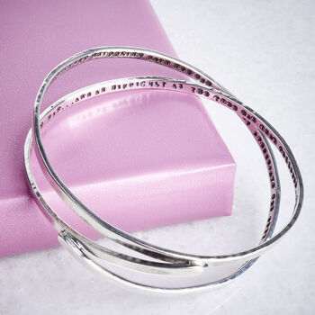 Personalised Double Wrap Silver Long Story Bangle By Emma White Jewellery