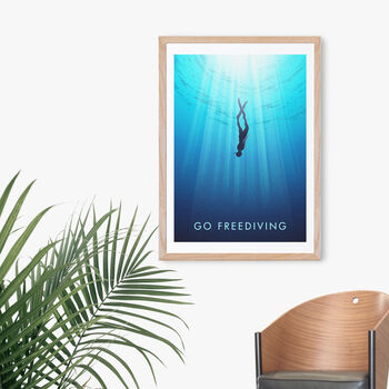 Go Freediving Travel Poster Art Print, 4 of 8