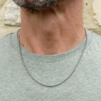 Men's Fine Strong Titanium Ball Chain Necklace, 2 of 4
