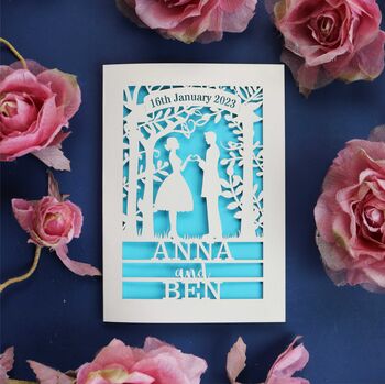 Personalised Papercut Couple Wedding Date Card, 10 of 10
