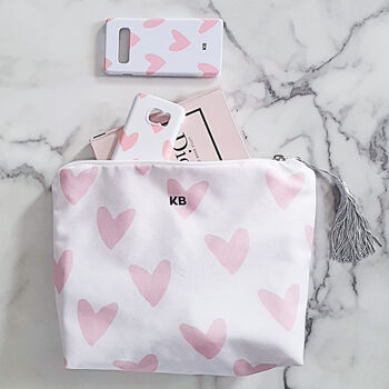 Heart Print Personalised Make Up Bag, 2 of 6