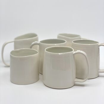 Porcelain White Cup Mug Glazed Handmade, 9 of 10