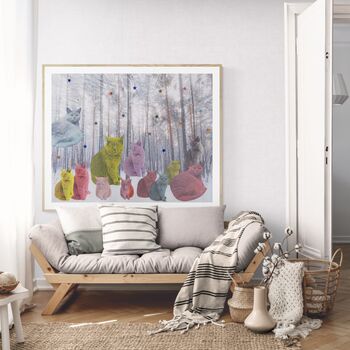 Pastel Shorthair Cats In The Forest Card / Giclee Print, 3 of 5