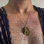 Mens 925 Silver Raw Tigers Eye Pendant Necklace, thumbnail 2 of 3