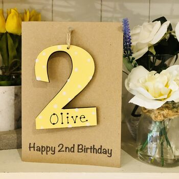 Personalised 2nd Birthday No. Two Wooden Keepsake Card, 4 of 8