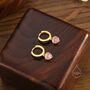 Sterling Silver Pink Cz Heart Huggie Hoop, thumbnail 4 of 11