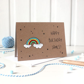 Personalised Bright Rainbow Happy Birthday Card, 2 of 8