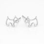 Sterling Silver Scottie Dog Stud Earrings – 10mm X 6mm, thumbnail 3 of 7