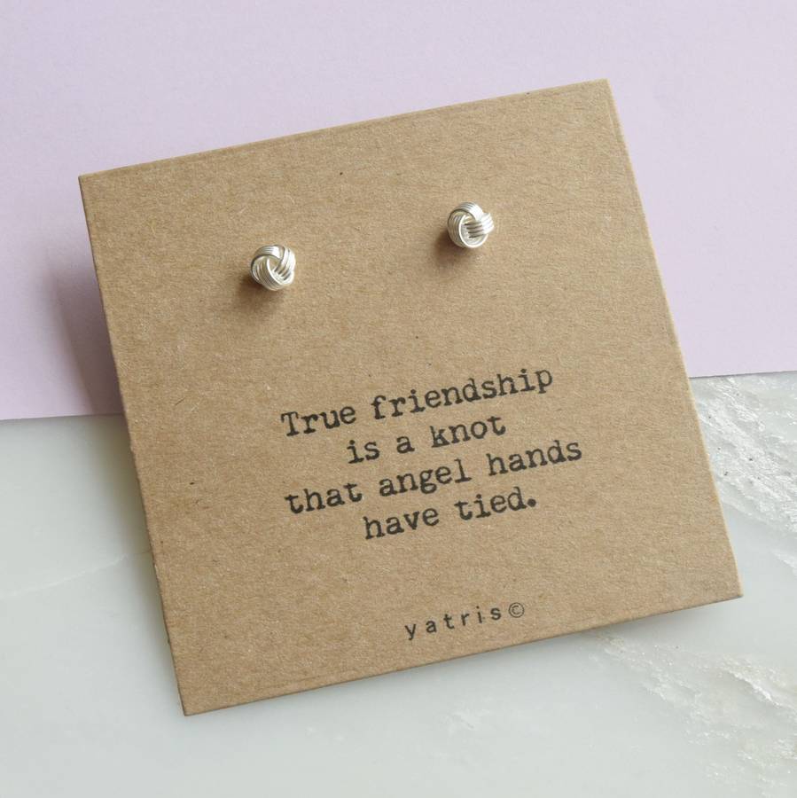 Friendship Knot Personalised Silver Earring Gift Box By Yatris 