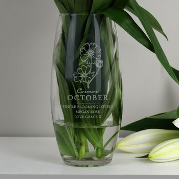 Personalised Birth Flower Glass Bullet Vase, 12 of 12