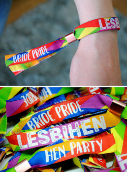 Lesbihen Bride Pride Gay/Lesbian Hen Party Wristbands, 9 of 12