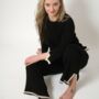 O Neck Black Full Sleeve Loose Knitted Co Ord Set, thumbnail 4 of 7
