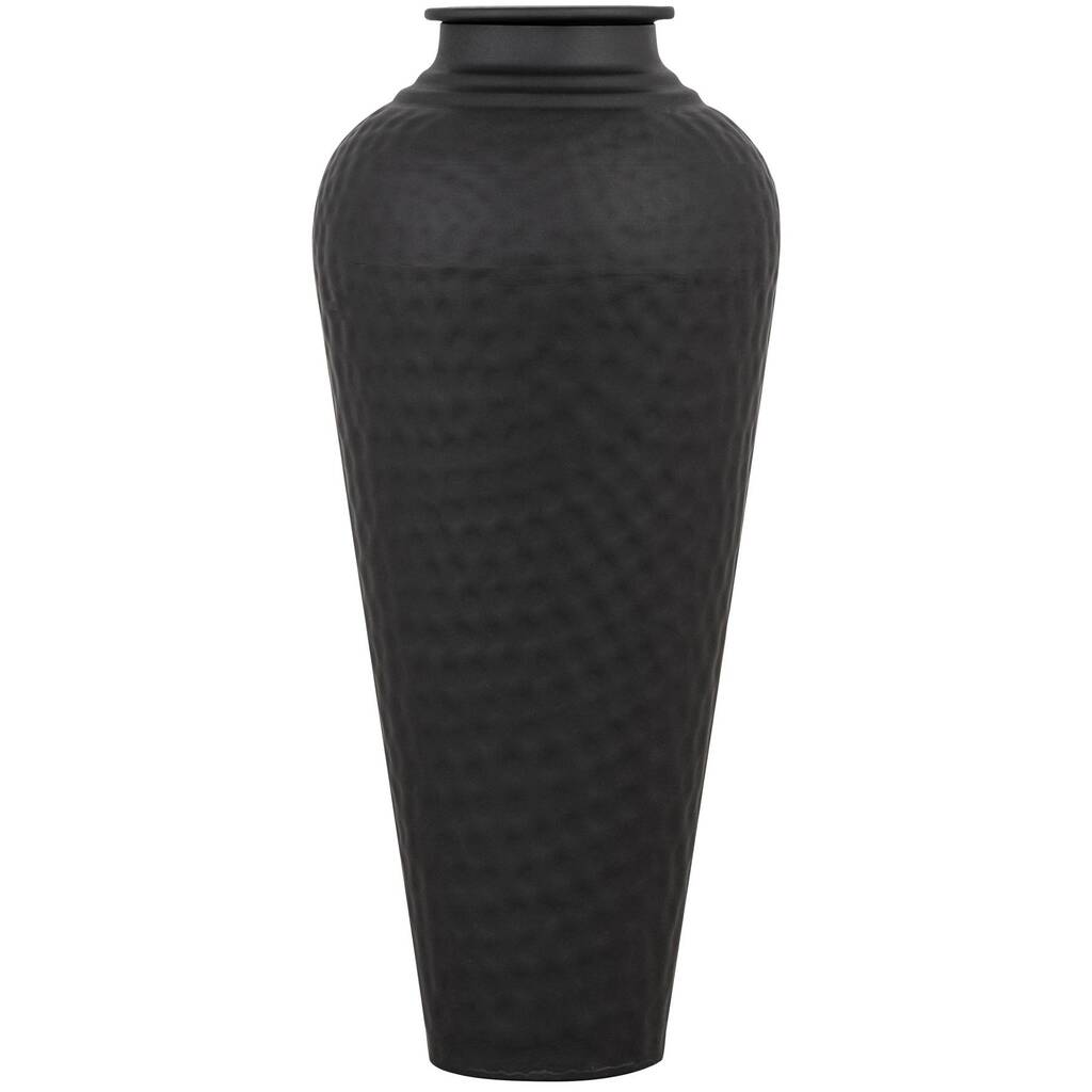 41cm Matt Black Hammered Metal Vase With Lid Home Decor, 1 of 5