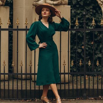 Ava Dress In Hampton Green Vintage 1940s Style, 2 of 2