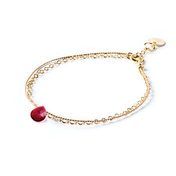 July Ruby Gold And Silk Birthstone Bracelet, 2 of 6