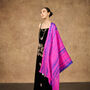 100% Mulberry Silk Scarf, Fuchsia Purple And Blue In Gift Box, thumbnail 1 of 11