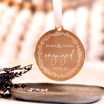 1st Christmas Engaged Personalised Gold Bauble, 5 of 7