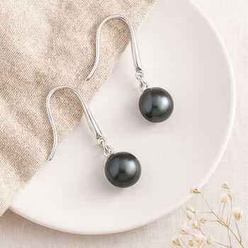 Sterling Silver Black Pearl Drop Earrings, 5 of 7