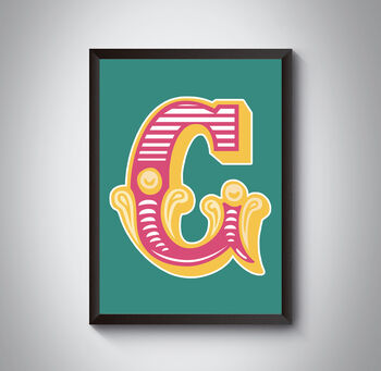 G Letter Bold Carnival Initial Art Print Circus Print, 4 of 4