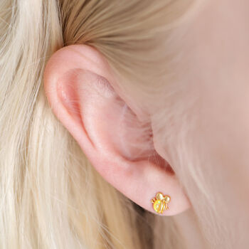 Orange Opal Bee Stud Earrings In Gold, 4 of 5