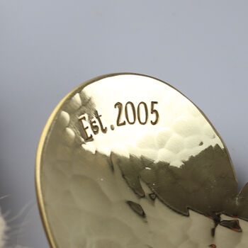 21st Anniversary Gift Hammered Brass Dish, Two Shapes, 7 of 12