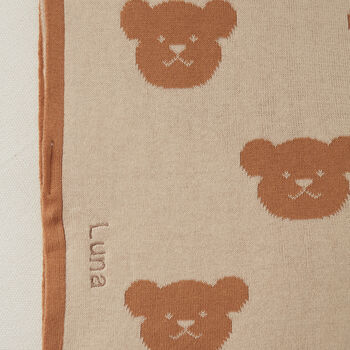 Brown And Beige Reversible Teddy Bear Cotton Blanket, 2 of 2