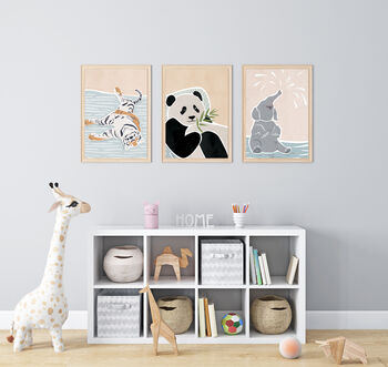 Scandi Set Of Three Nursery Decor Art Print Tiger Panda, 5 of 6