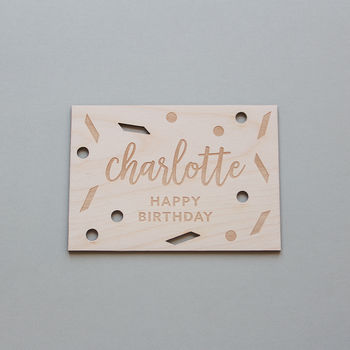 Personalised Wooden Happy Birthday Card, 2 of 4