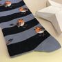 Men's Bamboo Robins And Stripes Socks In Blue, thumbnail 2 of 2