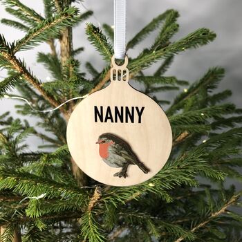 Personalised Traditional Robin Bauble Tree Decoration, 3 of 3