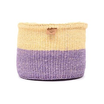 Kodi: Lavender And Yellow Colour Block Woven Basket, 3 of 8