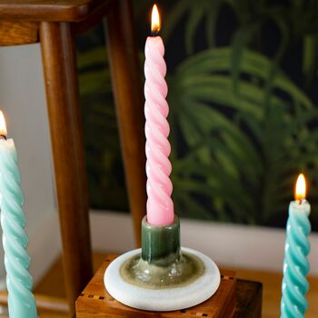 Ombre Glaze Green Stoneware Candle Holder, 2 of 4
