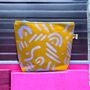 Large Cosmetic Bag Purple Squiggles On Mustard, thumbnail 1 of 3